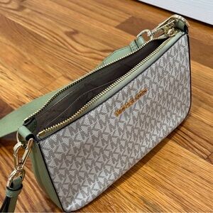 Michael Kors Olive and Taupe Crossbody Bag